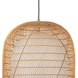 Montauk Pendant 20", Rattan with Opal Glass