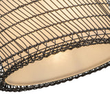 Montauk Pendant 20", Black Rattan with Opal Glass
