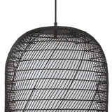 Montauk Pendant 20", Black Rattan with Opal Glass