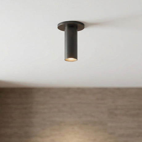 Wilber 2" Cylinder LED Flush Mount, Urban Bronze for Modern home with Dark Brown Wood