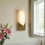 Lunaire LED Wall Sconce 12", Aged Brass and Alabaster