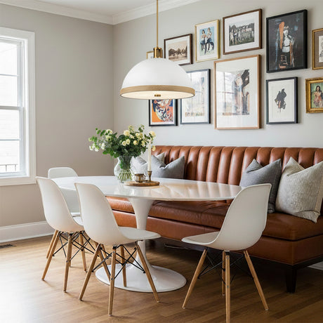 Alverna Pendant 24, Matte White with Rattan Accents for Transitional home with White Walls