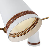 Darien 5 Light Chandelier 45", Matte White with Hazelnut Leather