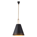 Darien Pendant 20", Matte Black with Hazelnut Leather