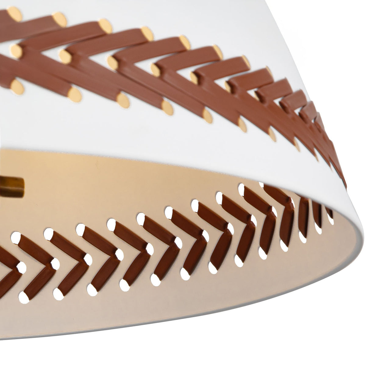Darien Pendant 20", Matte White with Hazelnut Leather
