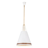 Darien Pendant 20", Matte White with Hazelnut Leather