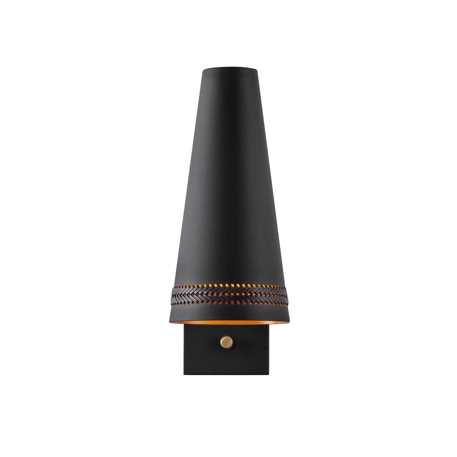 Darien Articulating Wall Sconce, Matte Black with Hazelnut Leather