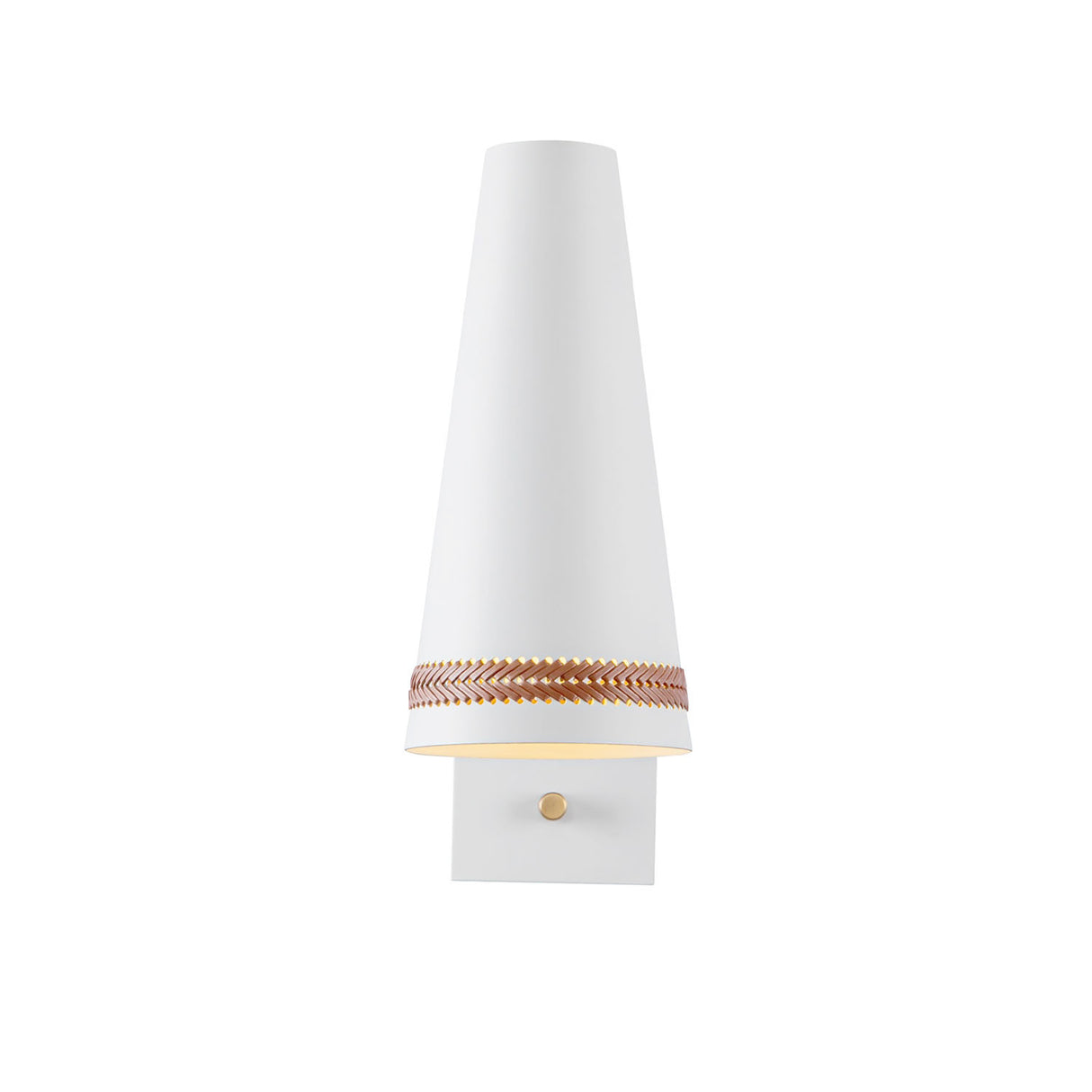Darien Articulating Wall Sconce, Matte White with Hazelnut Leather