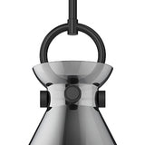 Aris Small Pendant 11", Matte Black and Smoke Glass
