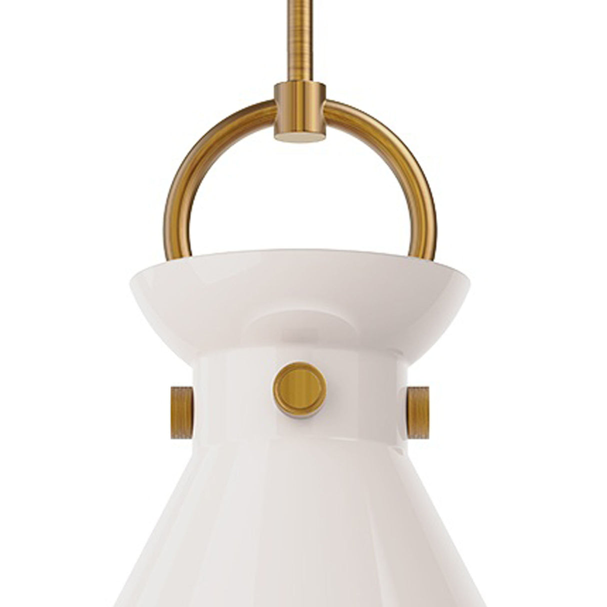 Aris Medium Pendant 14", Aged Brass and Milk Glass