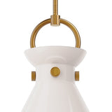 Aris Medium Pendant 14", Aged Brass and Milk Glass