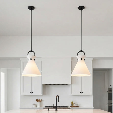 Aris Medium Pendant 14" for Modern Farmhouse home with White Siding