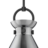 Aris Medium Pendant 14", Matte Black and Smoke Glass
