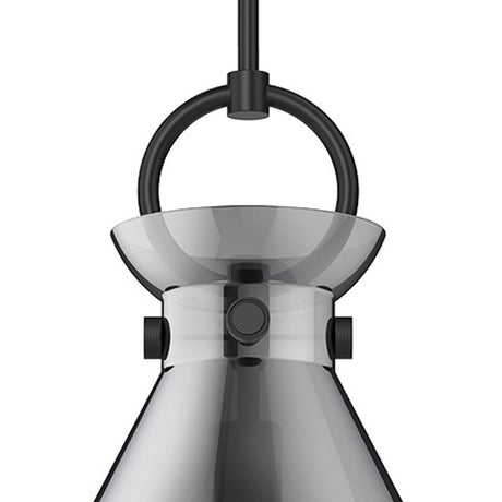 Aris Medium Pendant 14", Matte Black and Smoke Glass