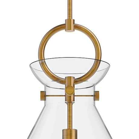 Aris Large Pendant 18", Aged Brass and Clear Glass