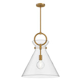 Aris Large Pendant 18", Aged Brass and Clear Glass
