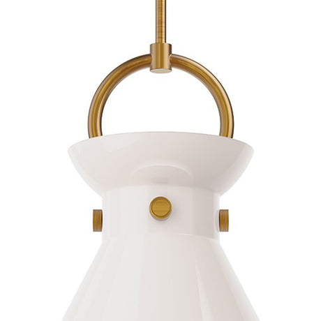 Aris Large Pendant 18", Aged Brass and Milk Glass