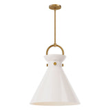 Aris Large Pendant 18", Aged Brass and Milk Glass