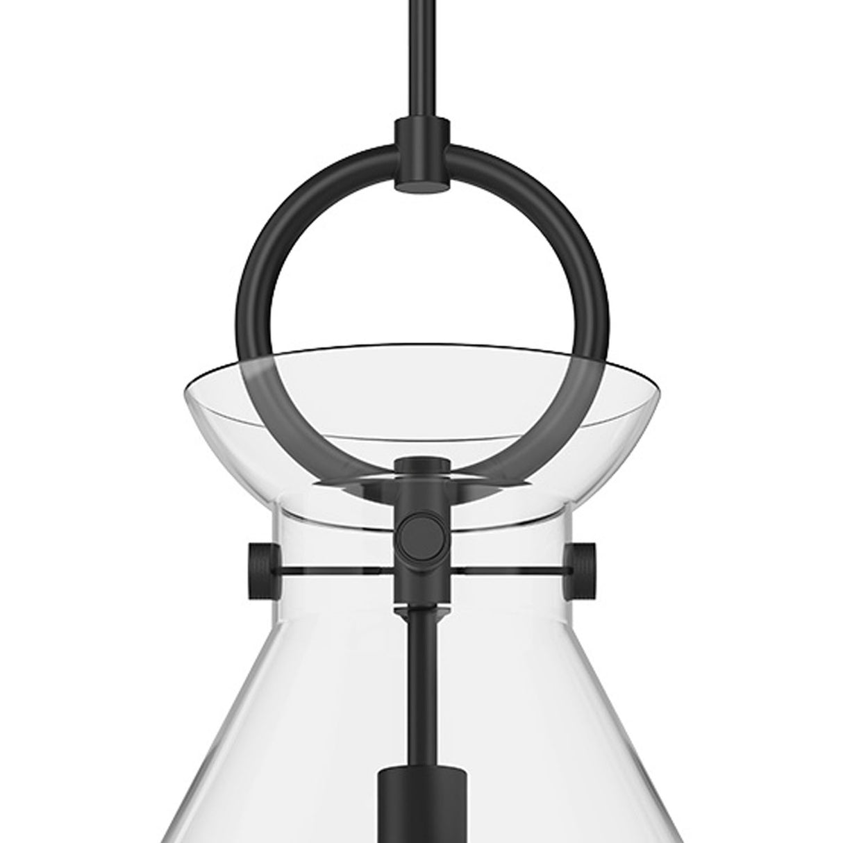 Aris Large Pendant 18", Matte Black and Clear Glass