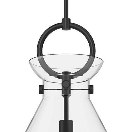 Aris Large Pendant 18", Matte Black and Clear Glass