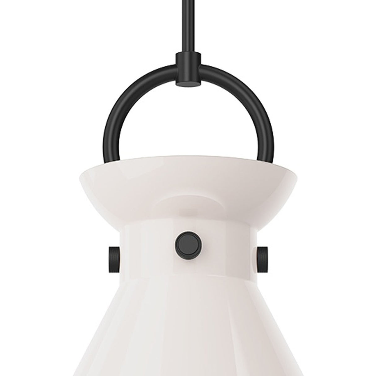 Aris Large Pendant 18", Matte Black and Milk Glass