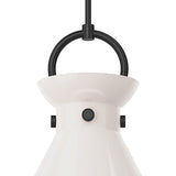 Aris Large Pendant 18", Matte Black and Milk Glass