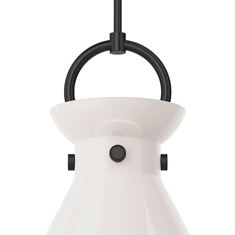 Aris Large Pendant 18", Matte Black and Milk Glass