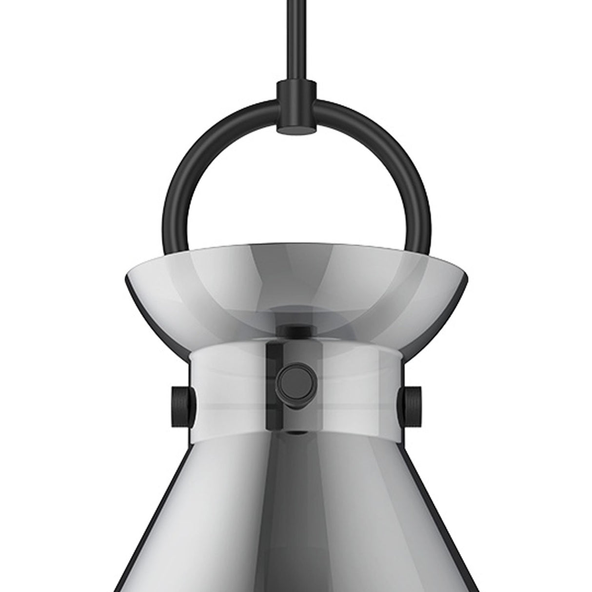 Aris Large Pendant 18", Matte Black and Smoke Glass
