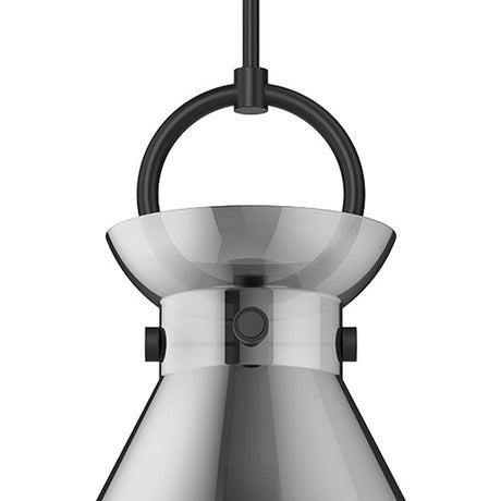 Aris Large Pendant 18", Matte Black and Smoke Glass