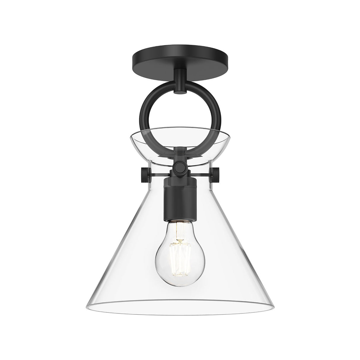 Aris Semi-Flush 9", Matte Black and Clear Glass