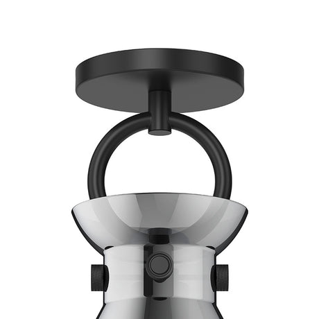 Aris Semi-Flush 9", Matte Black and Smoke Glass