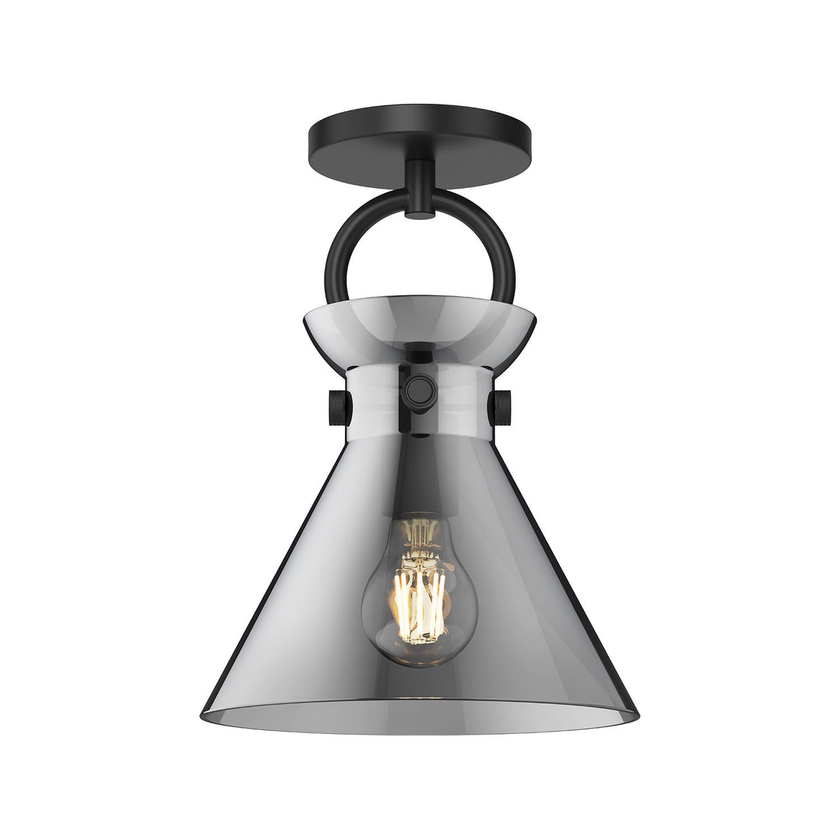 Aris Semi-Flush 9", Matte Black and Smoke Glass