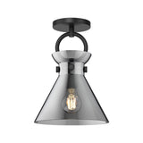 Aris Semi-Flush 9", Matte Black and Smoke Glass