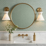 Aris Wall Sconce 13", Aged Brass and Milk Glass for Transitional home with White Marble
