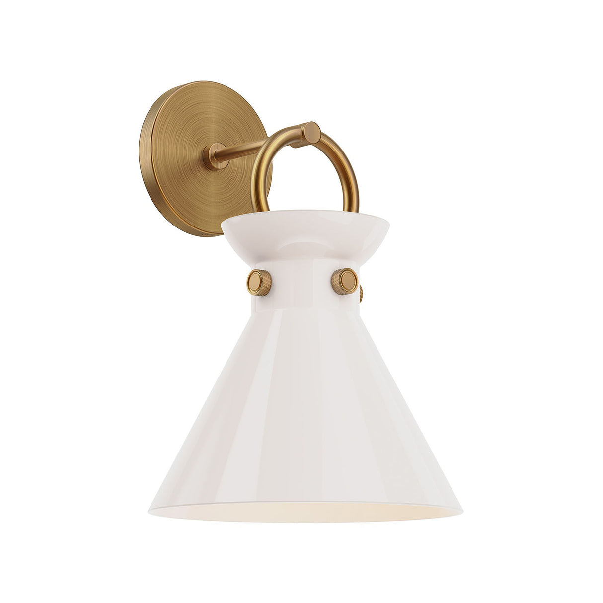 Aris Wall Sconce 13", Aged Brass and Milk Glass
