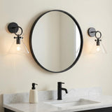 Aris Wall Sconce 13", Matte Black and Clear Glass