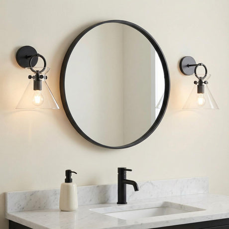 Aris Wall Sconce 13", Matte Black and Clear Glass