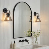 Aris Wall Sconce 13, Matte Black and Smoke Glass for Modern home with White Tile