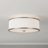 Walker Medium Flush Mount 20", Satin Nickel for Modern home with White Siding