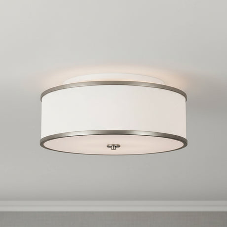 Walker Medium Flush Mount 20", Satin Nickel for Modern home with White Siding