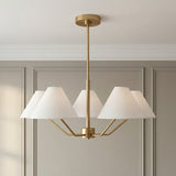 Wallace 5 Light Chandelier 30", Satin Brass for Transitional home with Beige Walls