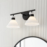 Issa 2 Light Vanity, Matte Black for Modern home with White Tile