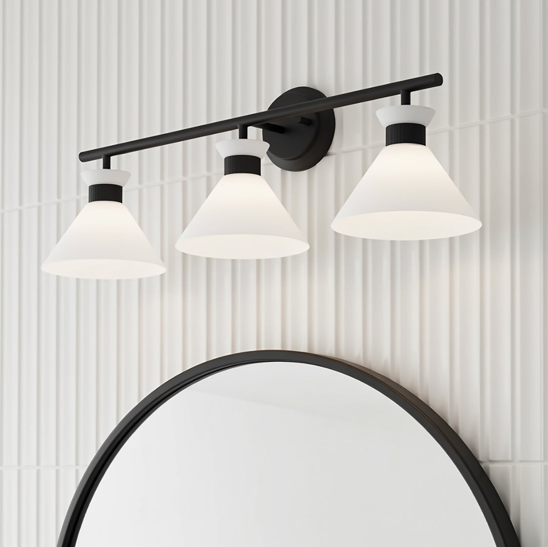 Issa 3 Light Vanity, Matte Black for Modern home with White Tile