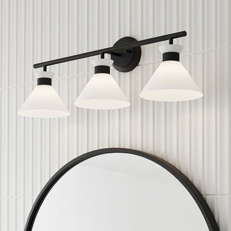 Issa 3 Light Vanity, Matte Black for Modern home with White Tile