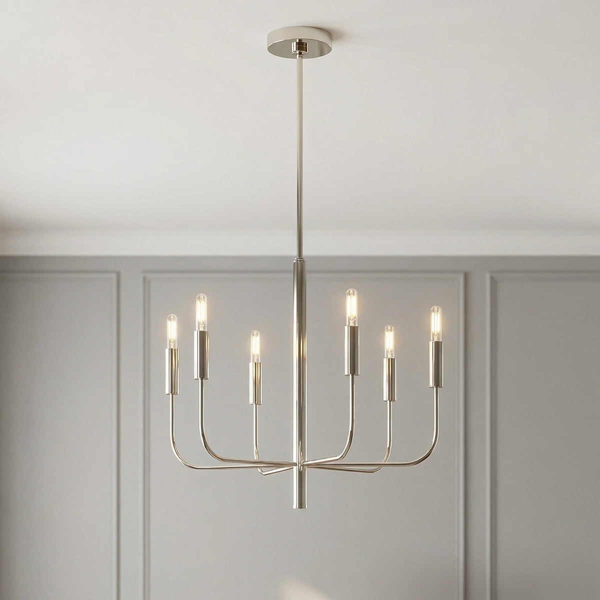 Thayer 6 Light Chandelier 24" for Modern home with Gray Walls