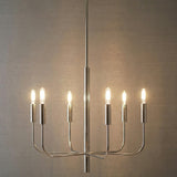 Thayer 6 Light Chandelier 24", Polished Nickel for Modern home with Gray textured walls