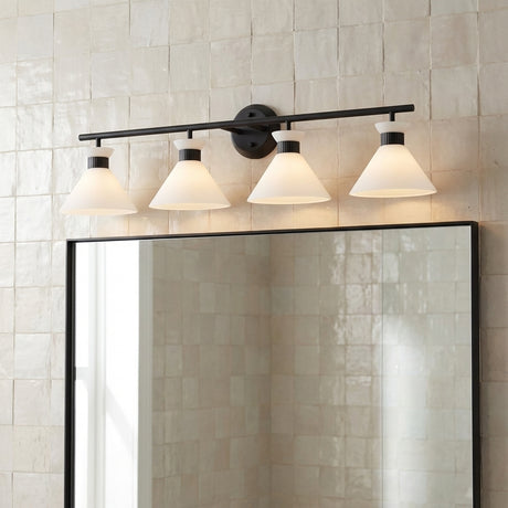 Issa 4 Light Vanity, Matte Black for Modern home with White Tile