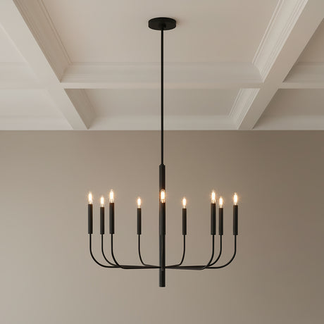 Thayer 9 Light Chandelier 30" for Modern or Transitional home with White Coffered Ceiling