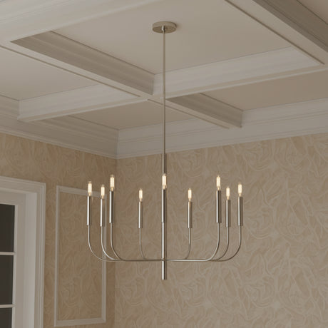 Thayer 9 Light Chandelier 30" for Modern home with Beige Wallpaper