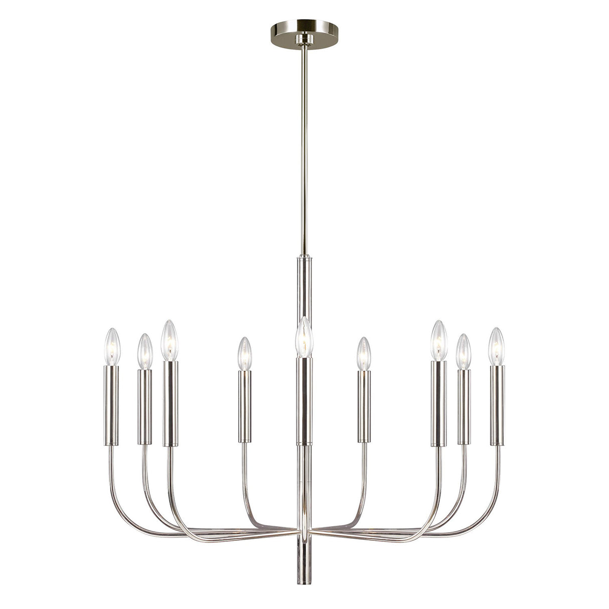 Thayer 9 Light Chandelier 30", Polished Nickel